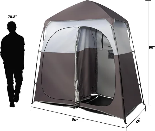 Vista 7 de VINGLI Tienda de Ducha de 2 Habitaciones, Refugio Instantáneo de 2.3 m que se Despliega con Bolsa de Transporte, Tienda de Privacidad para Cambiarse