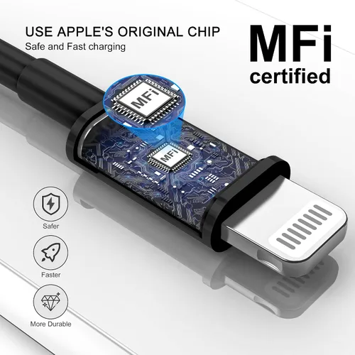 Vista 6 de FUPYWP Cable para CarPlay de iPhone en el automóvil, cable de carga para automóvil, cable USB A a Lightning de carga rápida y transferencia de datos