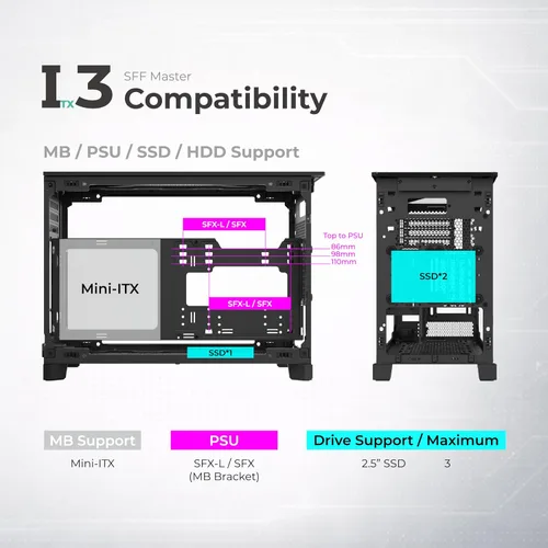 Vista 24 de MONTECH Funda para PC Micro ATX de 22.7 L, chasis modular de malla de alto flujo de aire para construcciones de aire, líquidos o SFF, soporte de TEN