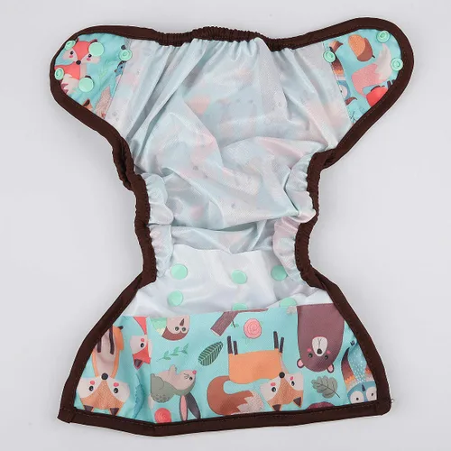 Vista 3 de Funda de pañal de tela de tamaño único con fuelle doble (animal)