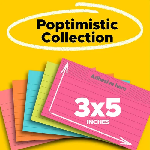 Vista 2 de 3M 6555PK Post-it Notes, 3 x 5, 100 shts/bloc, colores de Ciudad del Cabo, 5 blocs por paquete