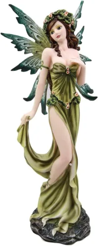 Vista 2 de Ebros Earth - Figura de hada elemental de la Señora de Gaia, pulgar, flora y fauna, escultura de fantasía, 11.25 pulgadas de alto, mitos y leyendas