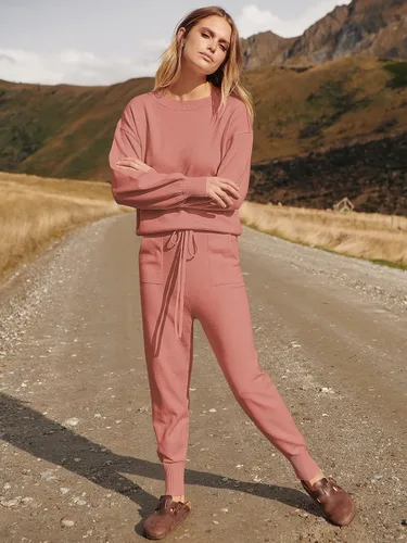 Vista 8 de ANRABESS - Conjunto de dos piezas para mujer, conjunto de suéter de manga larga sin botones y pantalones con cordón