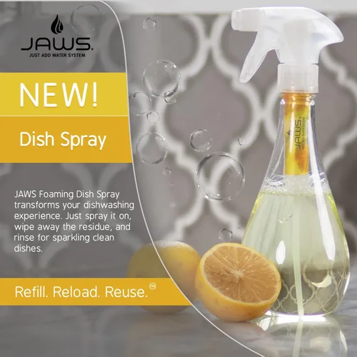 Vista 5 de JAWS Paquete de recambio de spray para platos. Incluye 2 cápsulas de recarga. Suministros de limpieza recargables.