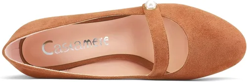 Vista 4 de Castamere Zapatos de tacón medio grueso para mujer, tacón redondo, sin cordones, para boda, fiesta, lindos tacones de 2.0 pulgadas