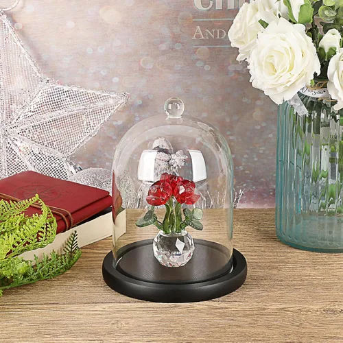 Vista 5 de JUXYES Cúpula de cristal con base de madera, cúpula de cristal transparente, cúpula de cristal transparente, tarro esférico, kit de globos de nieve