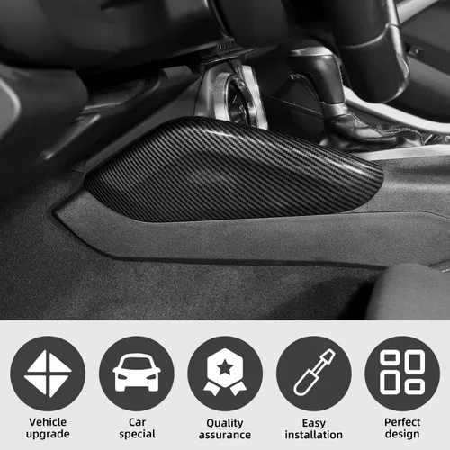 Vista 3 de Cubierta lateral de panel de palanca de cambios de fibra de carbono para Chevrolet Chevy Camaro 2016-2026, accesorios interiores