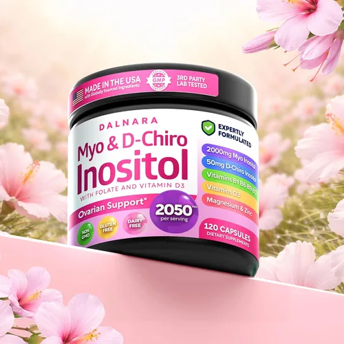 Vista 7 de Suplemento de mio-inositol y D-chiro inositol para mujeres, 120 quilates, ideal 40:1