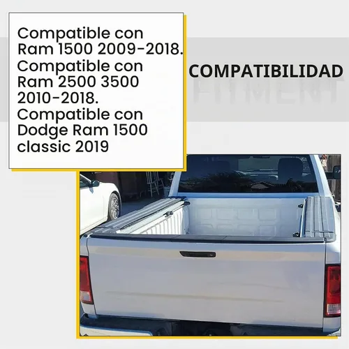 Vista 2 de Tapa de moldeo para alerón de puerta trasera Compatible con Ram 1500 2500 3500 Classic 2009-2019 Protector superior Reemplazo para CH1909100