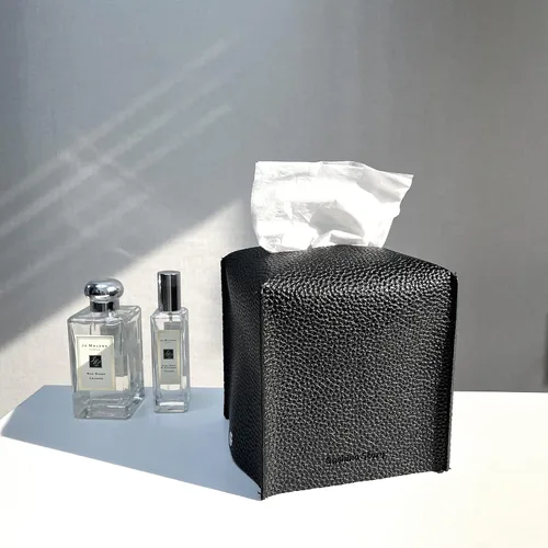 Vista 6 de Gashina Story Funda para caja de pañuelos que no se cae, soporte Kleenex de piel sintética de alta calidad, organizador decorativo cuadrado de 5 x 5