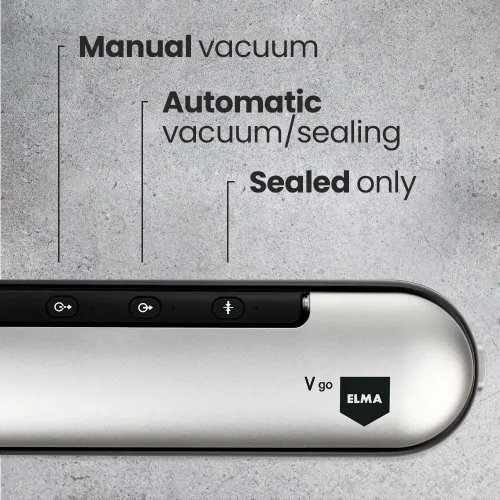 Vista 4 de ELMA Sellador al vacío inalámbrico Sellador al vacío portátil para alimentos con cuerpo de acero inoxidable, cortador integrado, manguera