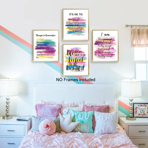 Vista 2 de Decoración de pared de afirmaciones positivas, póster inspirador rosa para la oficina en casa, dormitorio, baño, citas motivacionales, regalos