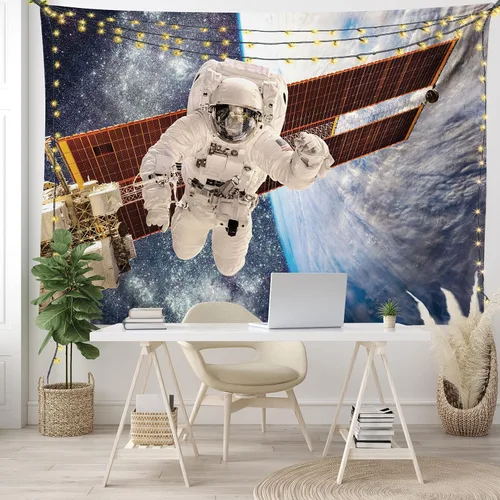 Vista 54 de Ambesonne Tapiz bohemio, diseño floral de bruja, luna y mariposa con adornos de mandala, decoración de tela para colgar en la pared para dormitorio