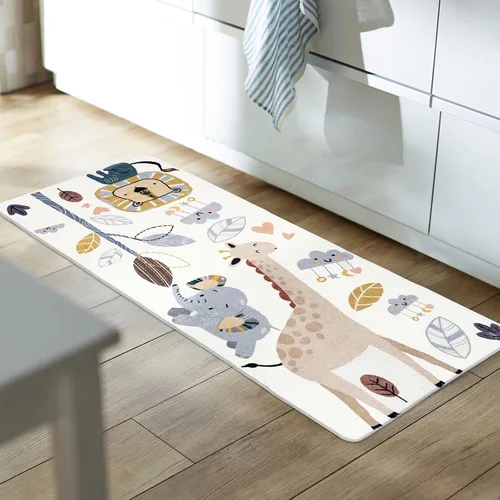 Vista 3 de USTIDE Alfombra mullida de pasillo para niños de 4.9 pies, bonita alfombra de área de animales, lavable, alfombra de juego suave para habitación