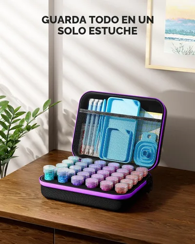 Vista 2 de ARTDOT Contenedor de almacenamiento de 30 ranuras para kits de arte de diamantes para adultos, cajas de almacenamiento portátiles de cuentas
