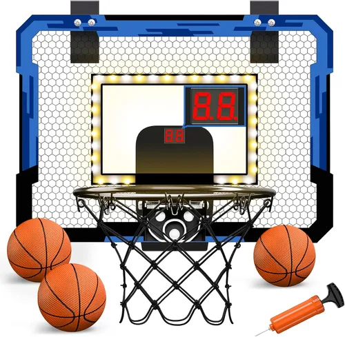 Vista 11 de QDRAGON Mini Basketball Hoop, Over The Door Indoor, with 3 Balls/Inflator/Breakaway Rim, Basketball Toy Gifts for Kids and Adults, Suit for