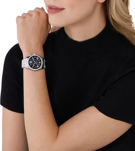Vista 4 de Michael Kors Reloj de pulsera Lexington para mujer, plateado Glitz, MK7277 - Reloj cronógrafo Lexington Lux