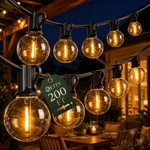Vista 10 de RTTY Luces de Cadena para Exteriores de 25 pies, Luces Globo LED G40 para Patio con 13 Bombillas de Plástico, Irrompibles Impermeables Conectables