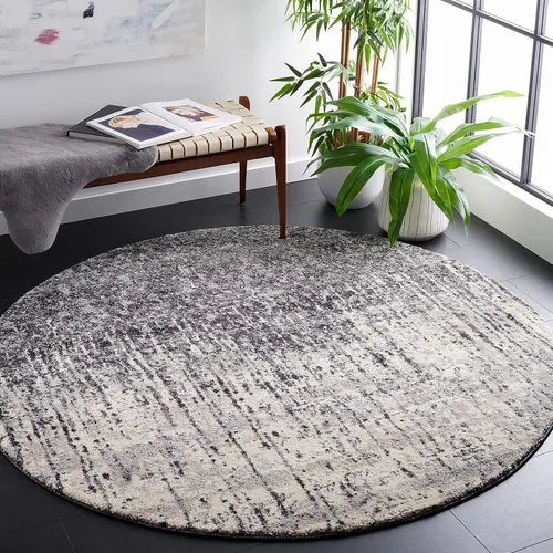 Vista 12 de SAFAVIEH Retro Collection - Alfombra decorativa de 2 x 3 pies, color negro y gris claro, diseño abstracto moderno, no desprende pelusa y de fácil