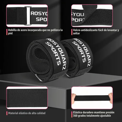 Vista 2 de Bandas de glúteos para entrenamiento, bandas de restricción de flujo sanguíneo para mujeres/hombres, bandas ajustables de resistencia a la oclusión