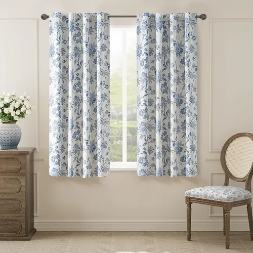 Vista 33 de jinchan Cortinas Opacas Florales para Dormitorio, 63 Pulgadas de Largo Cortinas Opacas con Estampado de Flores, Estilo Campo Francés con Pestañas