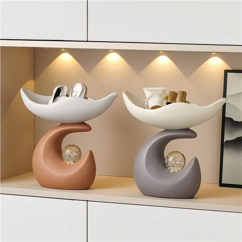 Vista 6 de Bandeja de resina para llaves, bandeja decorativa pequeña decorativa, almacenamiento de resina de decoración moderna para entrada, sala de estar u