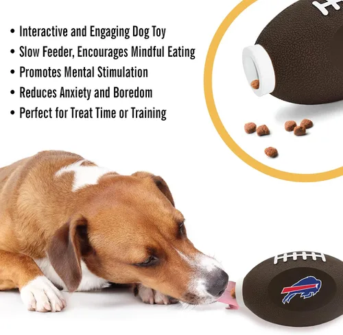 Vista 5 de NFL Buffalo Bills Juguete Dispensador de Premios de Fútbol Americano para Perros y Gatos, Juguete de Pelota de Goma para Mascotas, Juguete