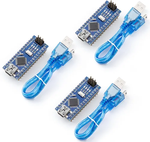 Vista 9 de ELEGOO Tableros Nano V3 con cables USB Mini-B, ATmega328P, CH340, paquete