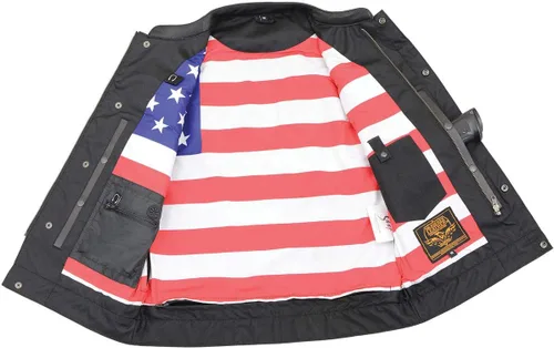 Vista 7 de Milwaukee Leather Men's Club Style Motorcycle Vest -Premium Leather, Dual Closure, CCW Pockets, Patch-Ready Back
