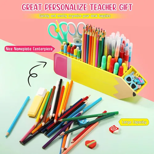 Vista 4 de Containlol Regalos de Agradecimiento para Maestros de Navidad Nombre DIY Portador Organizador con Forma de Lápiz Suministros de Favor de Cumpleaños