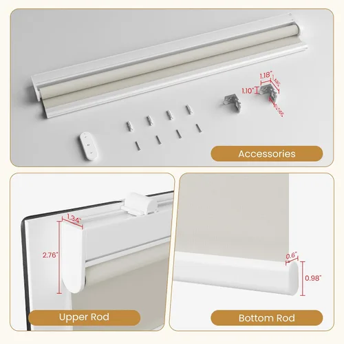 Vista 7 de Grandekor Persianas motorizadas con control remoto, persianas enrollables opacas eléctricas, persianas inteligentes sin cables para dormitorio, sala