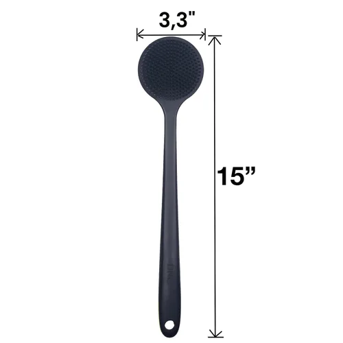 Vista 4 de DNC Exfoliador de Espalda para Ducha Cepillo Corporal de Silicona Suave para Baño con Mango Largo (Negro)