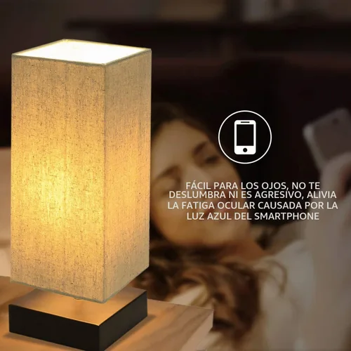 Vista 8 de Lámpara de Mesa con Control Táctil de Cabecera Regulable de 3 Vías Lámpara de Escritorio Táctil Lámpara Moderna de Mesa de Noche con Pantalla