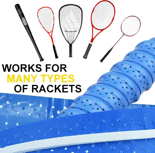 Vista 4 de Tennis Grip Tacky - Cinta de agarre para raqueta de tenis, agarre antideslizante absorbente para raqueta de tenis, bádminton, pickleball, agarre