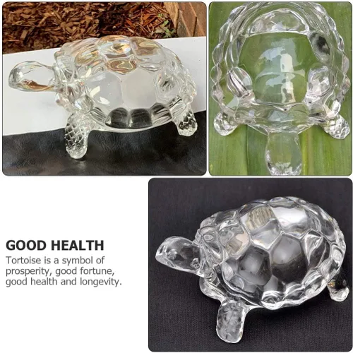Vista 9 de WINOMO Estatua de tortuga de cristal Feng Shui, tortuga de cristal transparente para decoración de acuario, paz, prosperidad y energía positiva