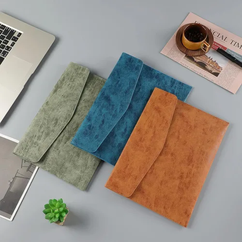 Vista 7 de Carpeta de archivos A4 de cuero PU Portafolio impermeable carpeta sobre con cierre a presión verde militar