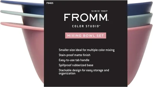 Vista 8 de Fromm Juego de 3 cuencos de mezcla de color de 10 onzas, cuencos profesionales de salón de belleza, cuencos de color para coloristas y estilistas