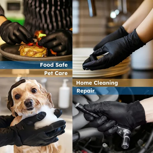 Vista 5 de Guantes de nitrilo,Grado alimenticio,Sin látex/polvo,Guantes desechables azules de grado profesional