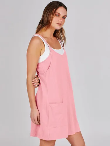 Vista 3 de Caracilia - Vestido corto de verano para mujer, estilo informal, sin mangas, faja moldeadora integrada, vestido de verano moderno, corto, atuendos