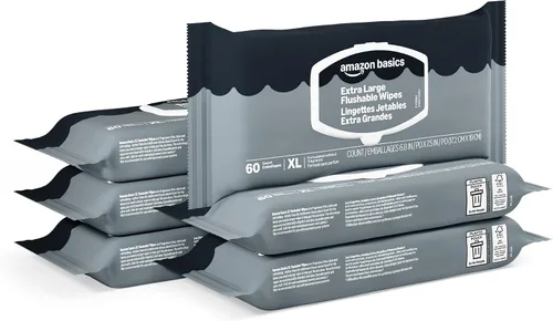 Vista 8 de Amazon Basics Toallitas húmedas extra grandes desechables por el inodoro, 60 unidades (paquete de 3)