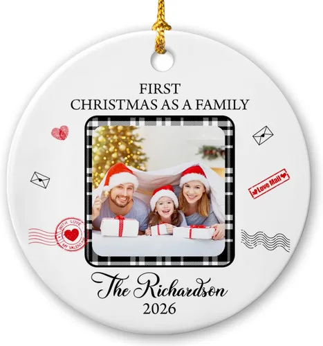 Vista 18 de Marco de fotos conmemorativo personalizado para mascotas, adorno de Navidad 2025, Un pedazo de mi corazón vive en el cielo, adorno de cerámica
