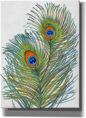 Vista 6 de Epic Graffiti 'Vivid Peacock Feathers I' por Tim O'Toole, lienzo para pared, 12 x 16 pulgadas