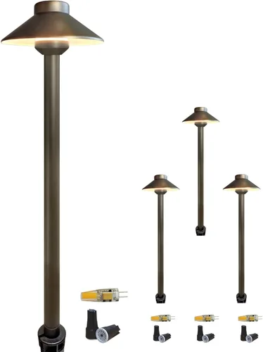 Vista 9 de COLOER - Iluminación de bajo voltaje para pasarela de latón para exteriores con acabado en bronce, paquete de 1 unidad con bombilla LED G4, 9-17V