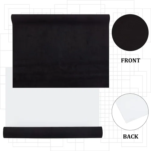 Vista 4 de OLYCRAFT Paño de encuadernación de cuaderno de piel sintética negra de 39.4 x 16.9 pulgadas con superficie de terciopelo, tela de tejido cerrado