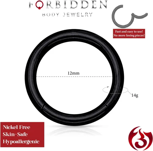 Vista 70 de Forbidden Body Jewelry - Piercing para la nariz de acero quirúrgico 316L con bisagra, 14G, 16G, 18G, diámetro de 15/64, 5/16, 25/64, 15/32 pulgadas