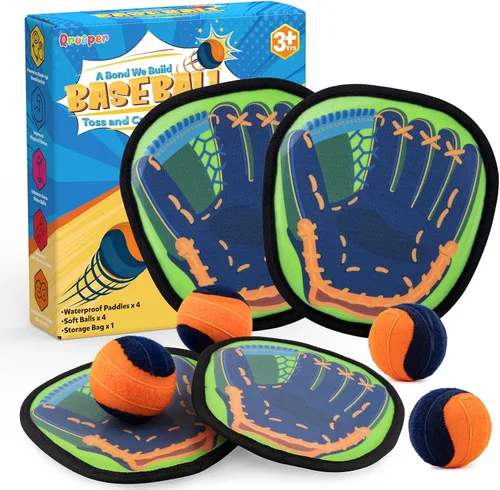Vista 9 de Juego de pelota de lanzar y atrapar guantes de entrenamiento de béisbol para niños, juguetes de playa para niños de 3, 4, 5, 6, 7, 8 años, regalos