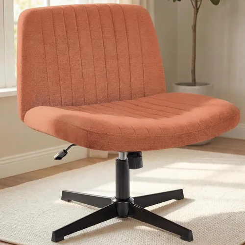 Vista 23 de NEO CHAIR Silla cruzada con ruedas, escritorio de oficina con patas marrón (Brown PU)