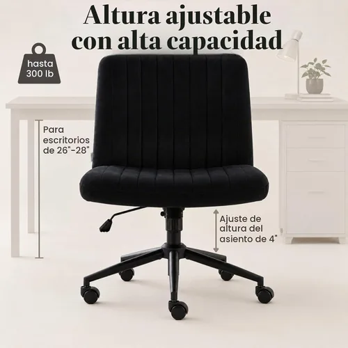 Vista 8 de NYPOT Armless and Ajustable Criss Cross Desk Chair with Wheels Negro