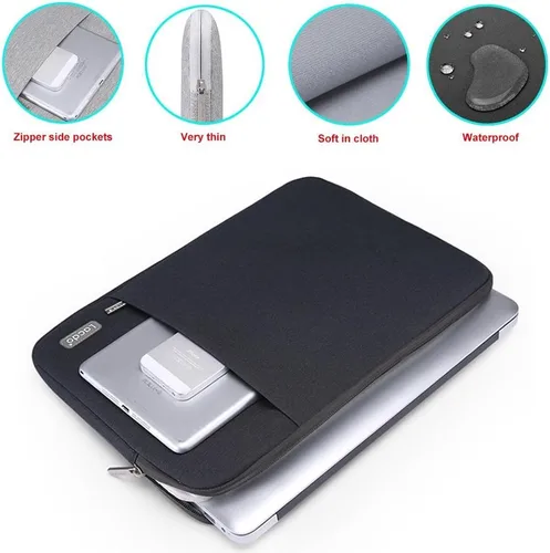 Vista 4 de Funda Lacdo de 11 a 15 in con tela impermeable para Macbook Air Pro, Negro