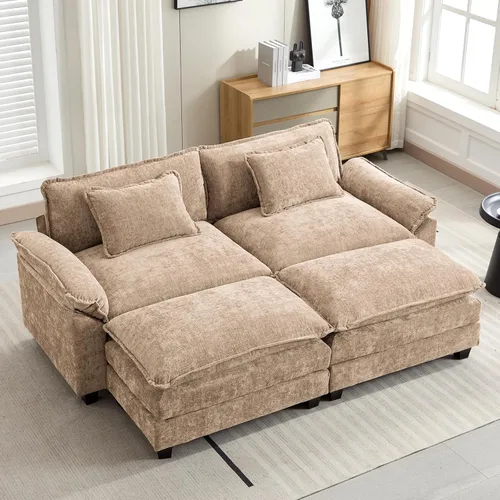 Vista 58 de Oprisen Sofá Seccional Modular, Cómodo Cloud Couch Sofá Seccional, Sofá Cama de Chenilla con Asiento Profundo con Almohadas Decorativas para Sala